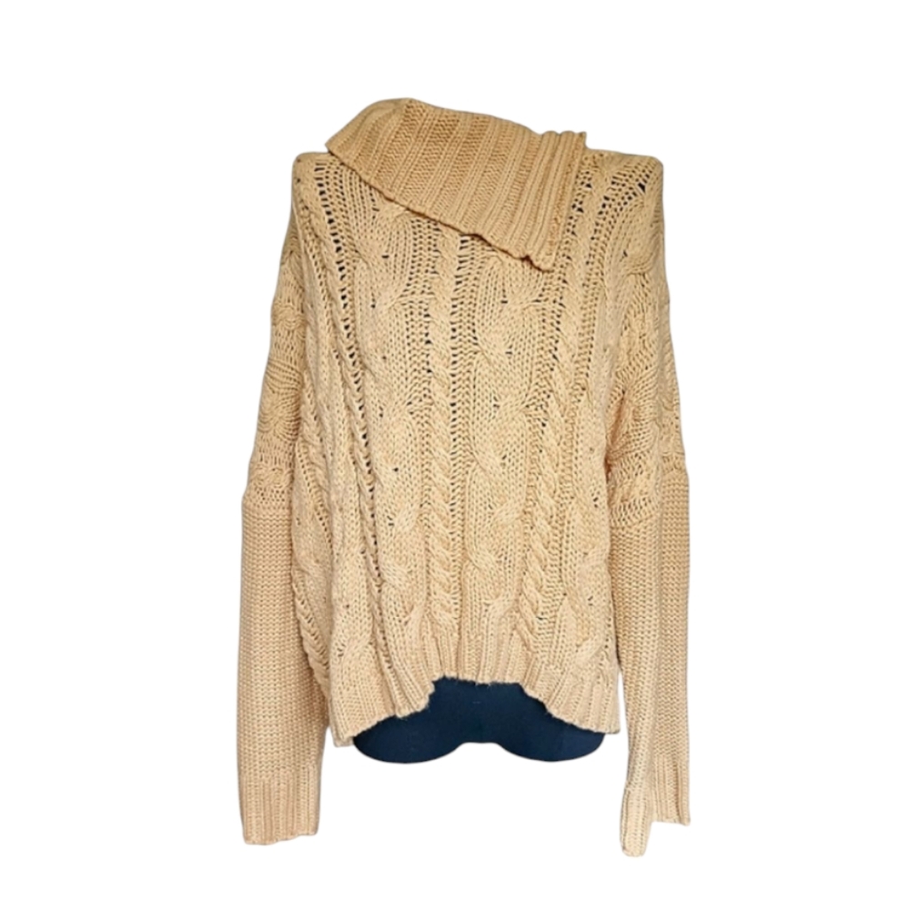 Maverick The Collection Tan Cable Knit Sweater